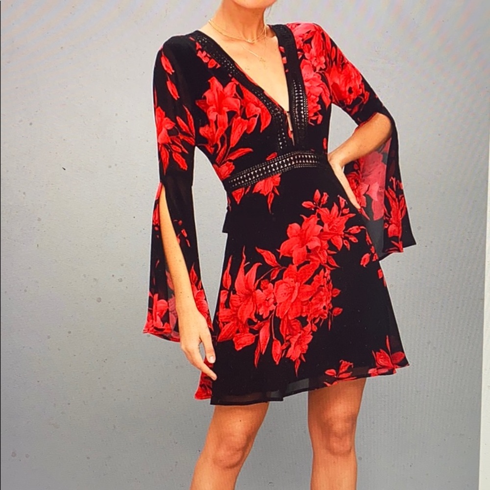 Feel the love black and red floral dress